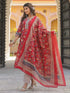 Women Red Floral Printed Pure Cotton Straight Kurta With Printed Dupatta & Printed Trouser